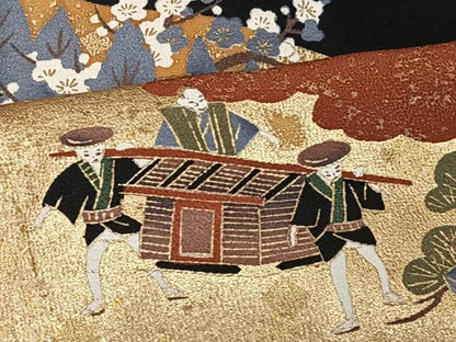 平和屋着物■豪華黒留袖　人物風景文　金彩　正絹　逸品　CAAV1514kb