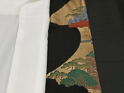 平和屋着物■豪華黒留袖　人物風景文　金彩　正絹　逸品　CAAV1514kb