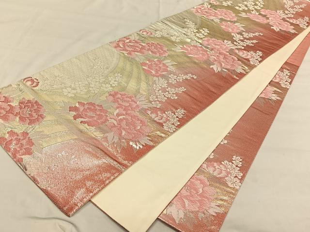 平和屋着物◎六通柄袋帯 唐織 草花文 金銀糸 正絹 逸品 CAAV1624qv