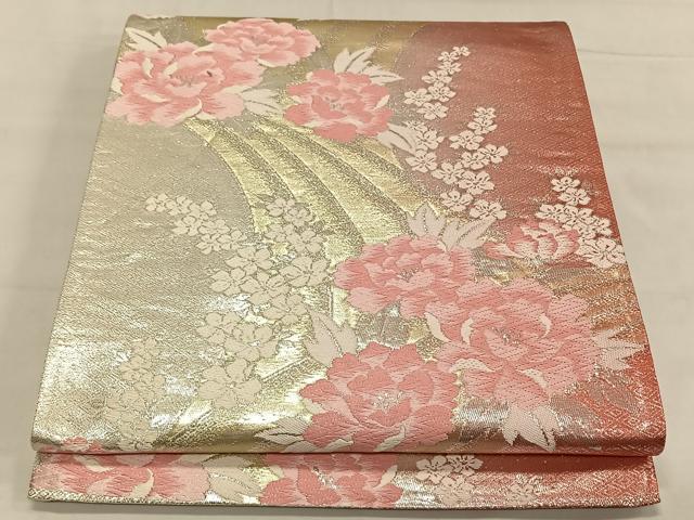 平和屋着物◎六通柄袋帯 唐織 草花文 金銀糸 正絹 逸品 CAAV1624qv