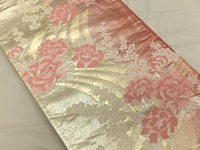 平和屋着物◎六通柄袋帯 唐織 草花文 金銀糸 正絹 逸品 CAAV1624qv