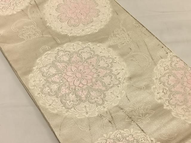 平和屋着物◎六通柄袋帯 唐織 正倉院花文 銀糸 正絹 逸品 CAAV1637qv