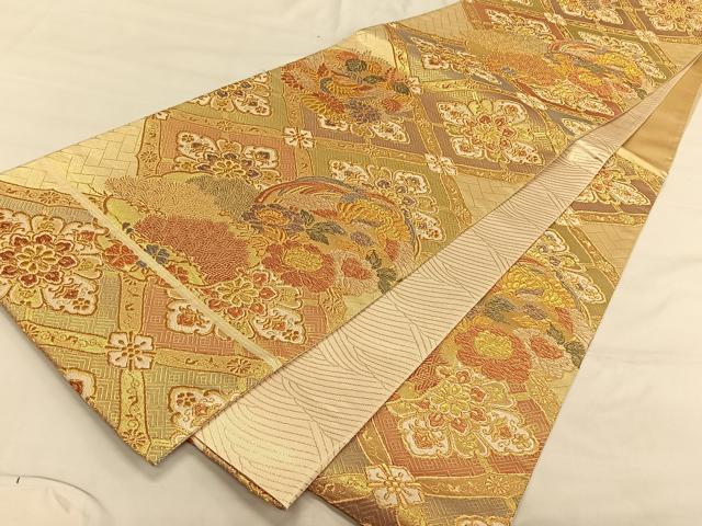 平和屋着物◎六通柄袋帯 鳳凰花文 金糸 正絹 逸品 CAAV1643qv
