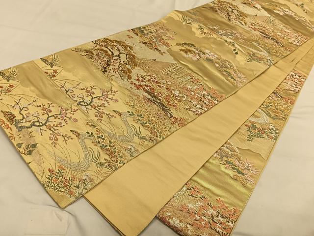 平和屋着物◎六通柄袋帯 流水花文 金銀糸 正絹 逸品 CAAV1675qv