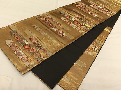 平和屋着物◎六通柄袋帯 唐織 桃山郭古典 金糸 正絹 逸品 CAAV1682qv