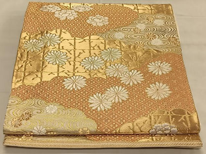 平和屋着物◎六通柄袋帯 唐織 吉祥花文 金糸 正絹 逸品 CAAV1685qv