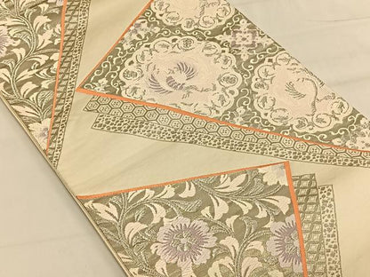 平和屋着物◎六通柄袋帯 唐織 色紙取鳳凰華文 プラチナ箔 正絹 逸品 CAAV1692qv