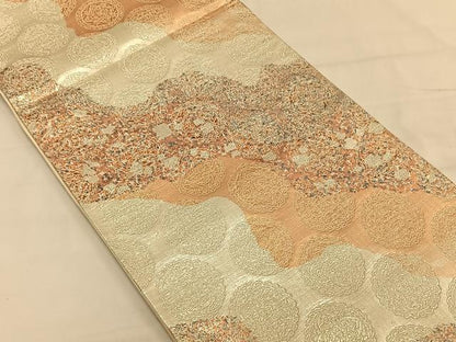 平和屋着物◎六通柄袋帯　霞文　銀糸　正絹　逸品　CAAV1693qv