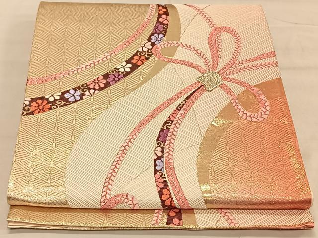 平和屋着物◎六通柄袋帯 唐織 結び紐 金銀糸 正絹 逸品 CAAV1698qv