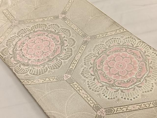 平和屋着物◎六通柄袋帯　純銀華文　正倉院花文　正絹　逸品　CAAV1762qv