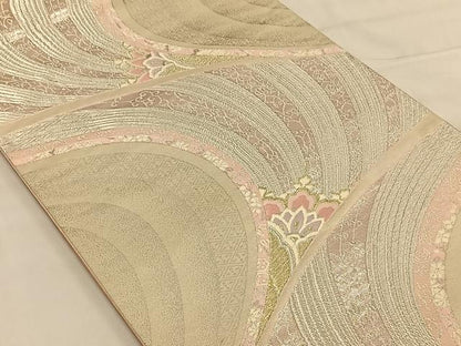 平和屋着物◎六通柄袋帯　唐織　流水更紗花文　金銀糸　正絹　逸品　CAAV1763qv