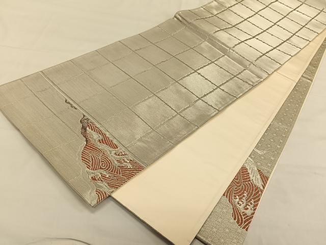 平和屋着物◎太鼓柄袋帯 延寿古典文 プラチナ箔 正絹 逸品 CAAV1781qv