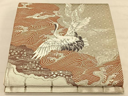 平和屋着物◎太鼓柄袋帯 延寿古典文 プラチナ箔 正絹 逸品 CAAV1781qv