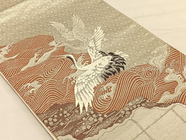 平和屋着物◎太鼓柄袋帯 延寿古典文 プラチナ箔 正絹 逸品 CAAV1781qv