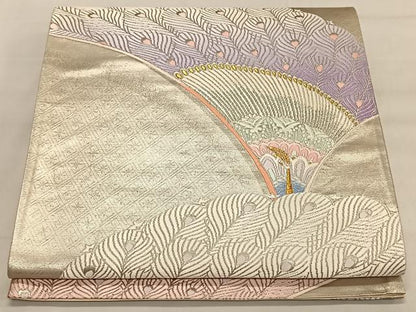 平和屋着物◎六通柄袋帯　唐織　孔雀文　金銀糸　正絹　逸品　CAAV1788qv