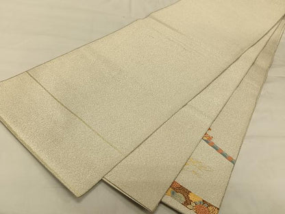 平和屋着物◎太鼓柄袋帯 綴れ 横笛動物花文 金銀糸 正絹 逸品 CAAV1811qv