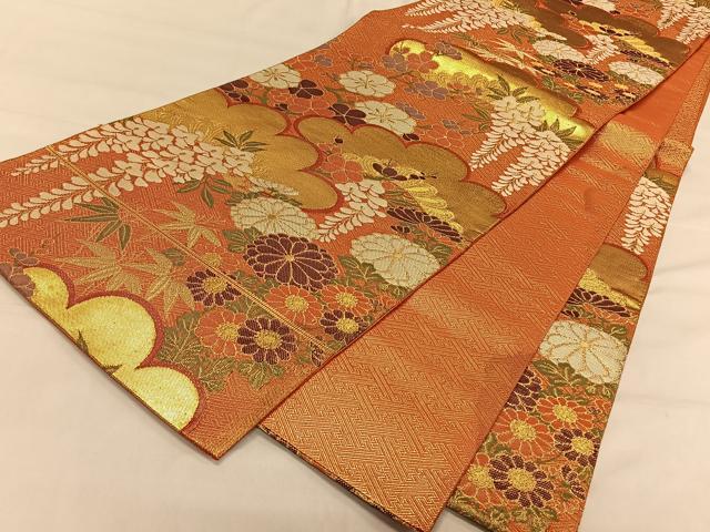 平和屋着物◎佐賀錦 六通柄袋帯 松竹梅 金糸 正絹 逸品 CAAV1817qv