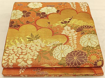 平和屋着物◎佐賀錦 六通柄袋帯 松竹梅 金糸 正絹 逸品 CAAV1817qv