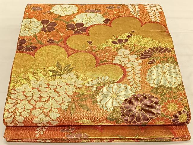 平和屋着物◎佐賀錦 六通柄袋帯 松竹梅 金糸 正絹 逸品 CAAV1817qv