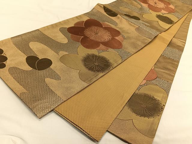 平和屋着物◎六通柄袋帯　舞梅文　金糸　CAAV1824qv