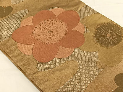 平和屋着物◎六通柄袋帯　舞梅文　金糸　CAAV1824qv