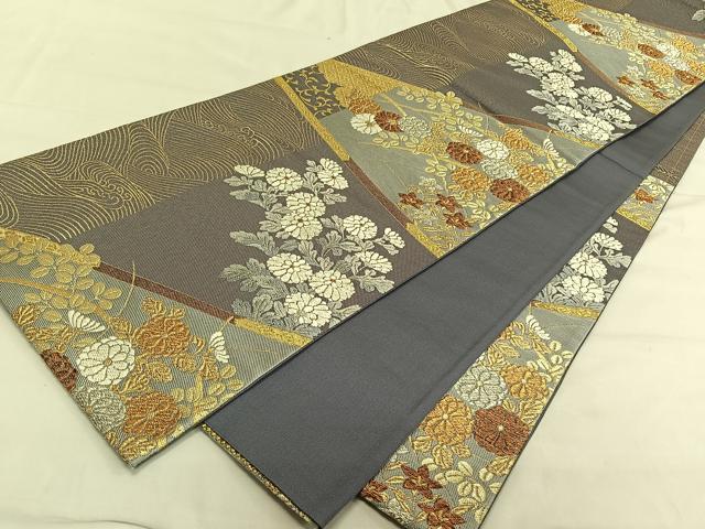 平和屋着物◎六通柄袋帯　唐織　吉祥花文　金銀糸　正絹　逸品　CAAV1836qv