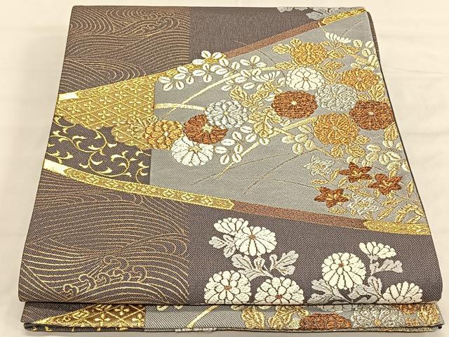 平和屋着物◎六通柄袋帯　唐織　吉祥花文　金銀糸　正絹　逸品　CAAV1836qv