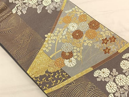平和屋着物◎六通柄袋帯　唐織　吉祥花文　金銀糸　正絹　逸品　CAAV1836qv