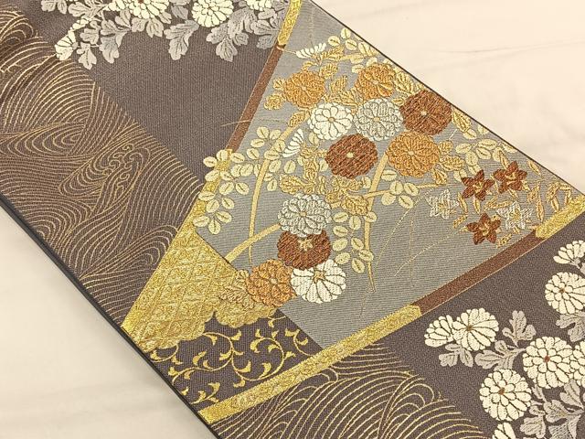 平和屋着物◎六通柄袋帯　唐織　吉祥花文　金銀糸　正絹　逸品　CAAV1836qv