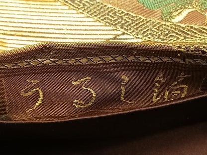 平和屋着物◎六通柄袋帯　唐織　地紙花鳥文　鶴　うるし箔　正絹　逸品　CAAV1839qv