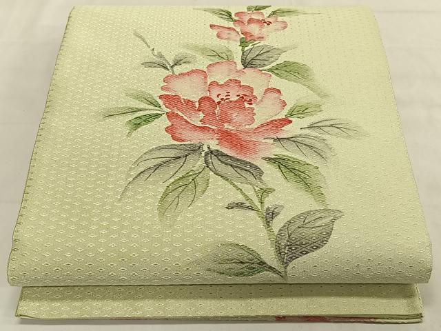 平和屋着物◎西陣　太鼓柄袋帯　作家物　手描き　枝花文　正絹　逸品　CAAV1850qv