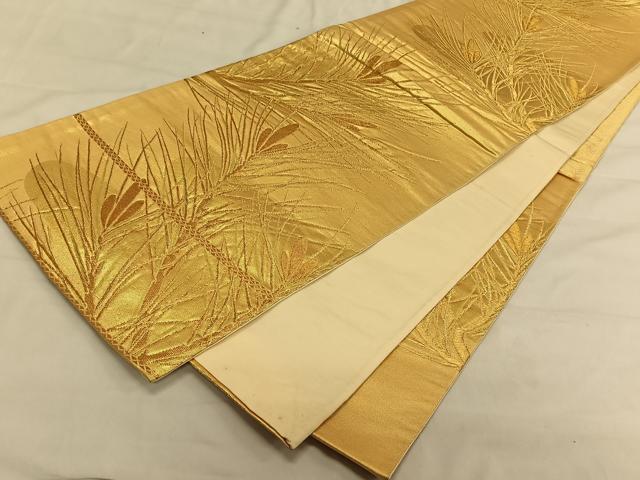 平和屋着物◎六通柄袋帯　若松文　金糸　正絹　逸品　CAAV1851qv