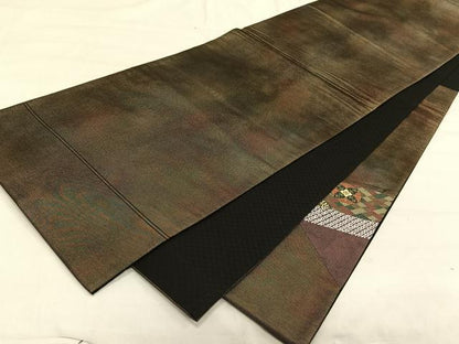 平和屋着物◎太鼓柄袋帯　切嵌　吉祥文　金糸　正絹　逸品　CAAV1854qv