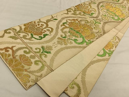 平和屋着物◎六通柄袋帯 立涌花文 金糸 正絹 逸品 CAAV1860qv