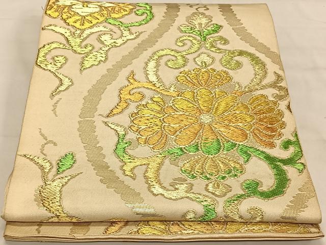 平和屋着物◎六通柄袋帯 立涌花文 金糸 正絹 逸品 CAAV1860qv