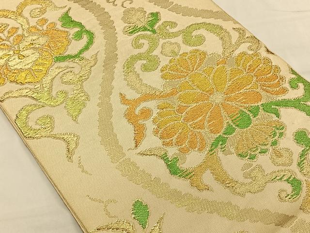 平和屋着物◎六通柄袋帯 立涌花文 金糸 正絹 逸品 CAAV1860qv