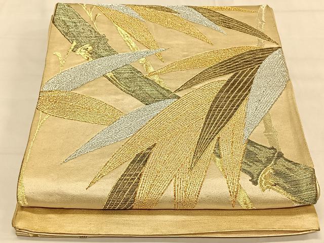 平和屋着物◎六通柄袋帯 笹竹文 金銀糸 正絹 逸品 CAAV1863qv