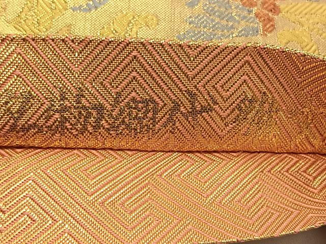 平和屋着物◎本佐賀錦 六通柄袋帯 名物綱代維文 金糸 正絹 逸品 CAAV1866qv