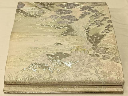 平和屋着物◎六通柄袋帯 芹生の里 プラチナ二重箔錦 正絹 逸品 CAAV1873qv