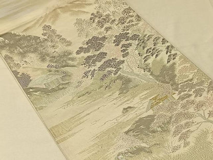 平和屋着物◎六通柄袋帯 芹生の里 プラチナ二重箔錦 正絹 逸品 CAAV1873qv