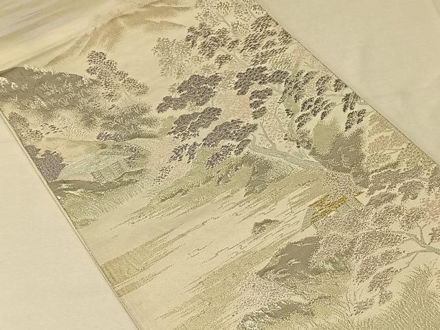 平和屋着物◎六通柄袋帯 芹生の里 プラチナ二重箔錦 正絹 逸品 CAAV1873qv