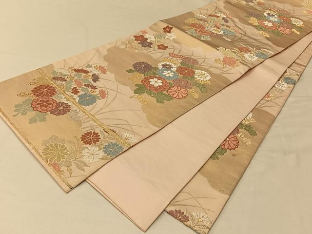 平和屋着物◎六通柄袋帯 唐織 草花文 金銀糸 正絹 逸品 CAAV1879qv