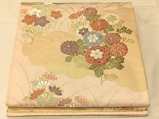 平和屋着物◎六通柄袋帯 唐織 草花文 金銀糸 正絹 逸品 CAAV1879qv