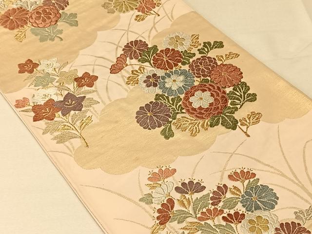 平和屋着物◎六通柄袋帯 唐織 草花文 金銀糸 正絹 逸品 CAAV1879qv
