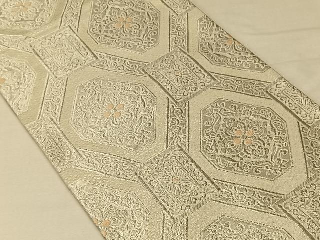 平和屋着物◎六通柄袋帯　唐織　更紗　幾何学花文　正絹　逸品　CAAV1880qv