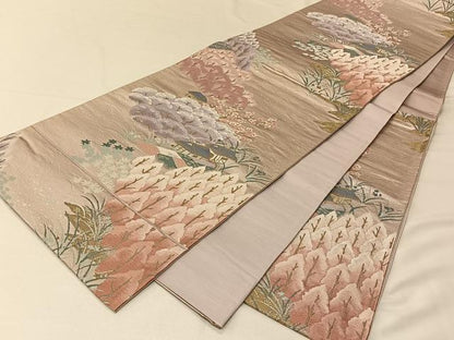 平和屋着物◎六通柄袋帯 唐織 錦袋洛園 金銀糸 正絹 逸品 CAAV1889qv