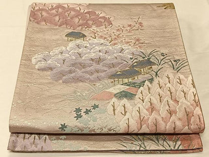 平和屋着物◎六通柄袋帯 唐織 錦袋洛園 金銀糸 正絹 逸品 CAAV1889qv