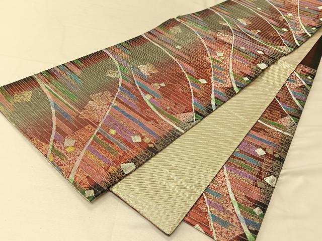 平和屋着物◎六通柄袋帯　箔散らし　金銀糸　正絹　逸品　CAAV1891qv