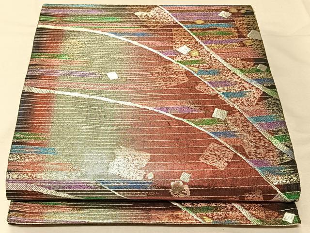 平和屋着物◎六通柄袋帯　箔散らし　金銀糸　正絹　逸品　CAAV1891qv