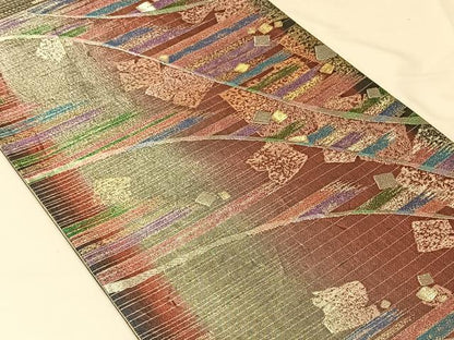平和屋着物◎六通柄袋帯　箔散らし　金銀糸　正絹　逸品　CAAV1891qv